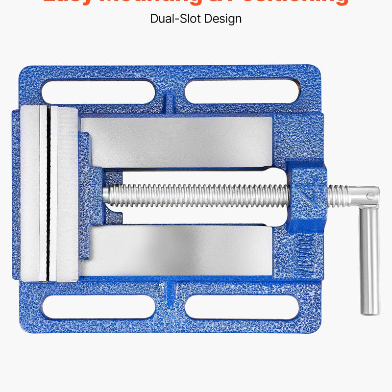 VEVOR urbjpreses skrūvspīles ar 102 mm žokļu platumu, pārnēsājamas darbagalda skrūvspīles ar rievotu pamatni vieglai uzstādīšanai, izturīgs čuguna korpuss, piemērotas kokapstrādei, metālapstrādei, urbšanai un griešanai