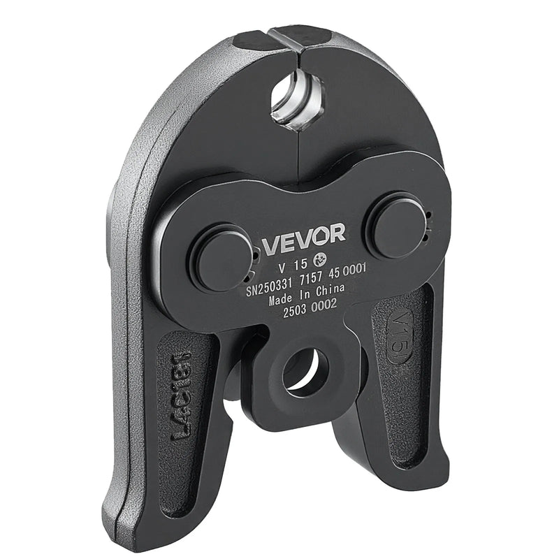 VEVOR presēšanas uzgalis V15, 15 mm, paredzēts V tipa nerūsējošā tērauda caurulēm, izgatavots no augstas stiprības cementēta tērauda, saderīgs ar standarta preses instrumentiem