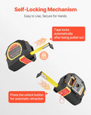 VEVOR 2-in-1 lāzera mērierīce ar 41 m lāzera mērījumu un 4,8 m magnētisku ruleti, uzlādējama, ar garuma, laukuma, tilpuma un nepārtrauktās mērīšanas režīmiem, mērvienības m/ft/in/ft+in, piemērota ārdarbiem un dekorēšanai