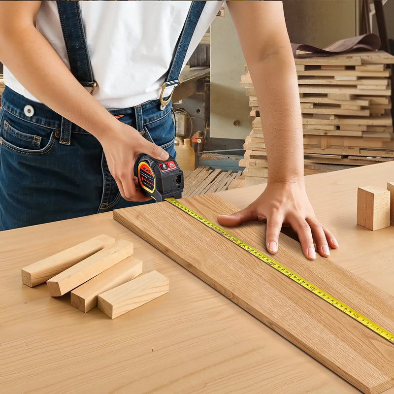 VEVOR 2-in-1 lāzera mērierīce ar 41 m lāzera mērījumu un 4,8 m magnētisku ruleti, uzlādējama, ar garuma, laukuma, tilpuma un nepārtrauktās mērīšanas režīmiem, mērvienības m/ft/in/ft+in, piemērota ārdarbiem un dekorēšanai