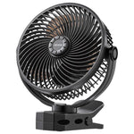 VEVOR pārnēsājams ventilators ar klipsi un uzlādējamu akumulatoru, USB pieslēgvieta, 3 ātrumi un cirkulācijas režīms, spēcīga gaisa plūsma, izturīgs stiprinājums, ilgs darbības laiks galdam, golfa ratiņiem, kempingam, skrejceliņam un birojam, melns
