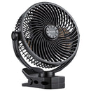 VEVOR pārnēsājams ventilators ar klipsi un uzlādējamu akumulatoru, USB pieslēgvieta, 3 ātrumi un cirkulācijas režīms, spēcīga gaisa plūsma, izturīgs stiprinājums, ilgs darbības laiks galdam, golfa ratiņiem, kempingam, skrejceliņam un birojam, melns