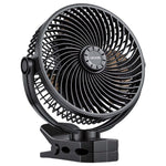 VEVOR pārnēsājams ventilators ar klipsi un uzlādējamu akumulatoru, USB pieslēgvieta, 3 ātrumi un cirkulācijas režīms, spēcīga gaisa plūsma, izturīgs stiprinājums, ilgs darbības laiks galdam, golfa ratiņiem, kempingam, skrejceliņam un birojam, melns