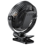 VEVOR pārnēsājams ventilators ar klipsi un uzlādējamu akumulatoru, USB pieslēgvieta, 3 ātrumi un cirkulācijas režīms, spēcīga gaisa plūsma, izturīgs stiprinājums, ilgs darbības laiks galdam, golfa ratiņiem, kempingam, skrejceliņam un birojam, melns