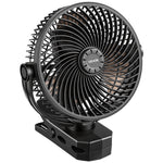 VEVOR pārnēsājams ventilators ar klipsi un uzlādējamu akumulatoru, USB pieslēgvieta, 3 ātrumi un cirkulācijas režīms, spēcīga gaisa plūsma, izturīgs stiprinājums, ilgs darbības laiks galdam, golfa ratiņiem, kempingam, skrejceliņam un birojam, melns