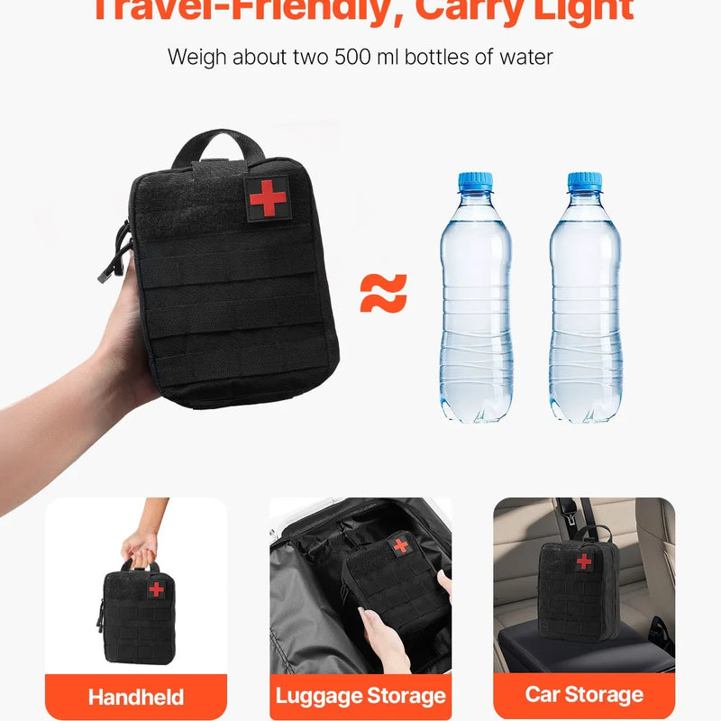 Survival First Aid Kit, 250 toodet, ellujäämisvarustus ja -tarbed, hädaabikomplektid meestele ja naistele telkimiseks, paadisõiduks, maavärinateks, matkamiseks, jahiks ja väliseiklusteks.