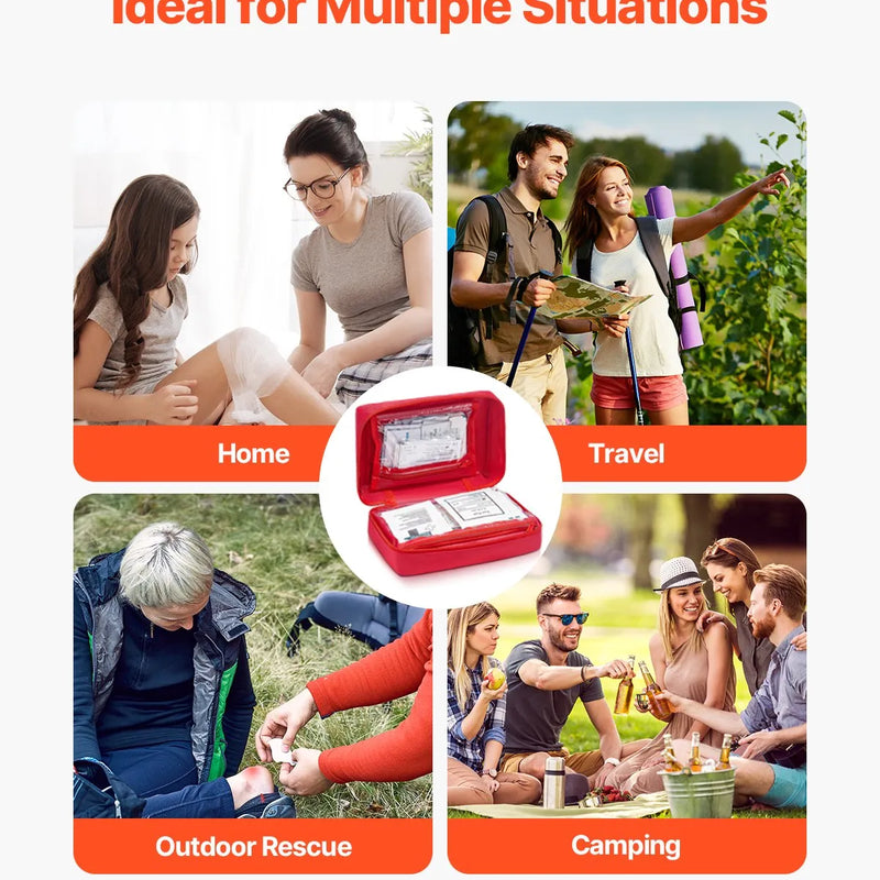 Pirmās palīdzības komplekts, 500 vienības, neatliekamās medicīnas piederumi mājai, automašīnai, birojam, ceļošanai, kempingam, kravas automašīnai, pārgājieniem, sportam, transportlīdzekļiem un āra ārkārtas situācijām