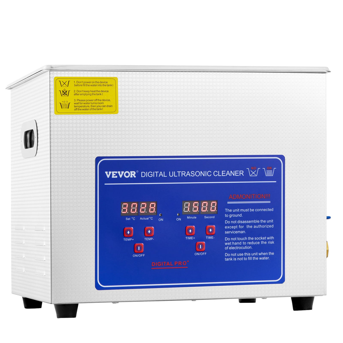 Ультразвуковой очиститель VEVOR 10 л, ультразвуковой очиститель из нержавеющей стали с цифровым нагревателем и таймером, подходит для ювелирного, коммерческого, личного и домашнего использования.