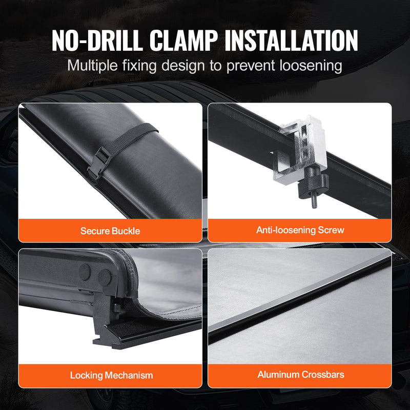 VEVOR salokāms kravas kastes pārsegs Ford F-150 (2009–2024),  1,68 x 1,65 m kravas kastei, mīksts PVC materiāls, 100% piekļuve kravas kastei