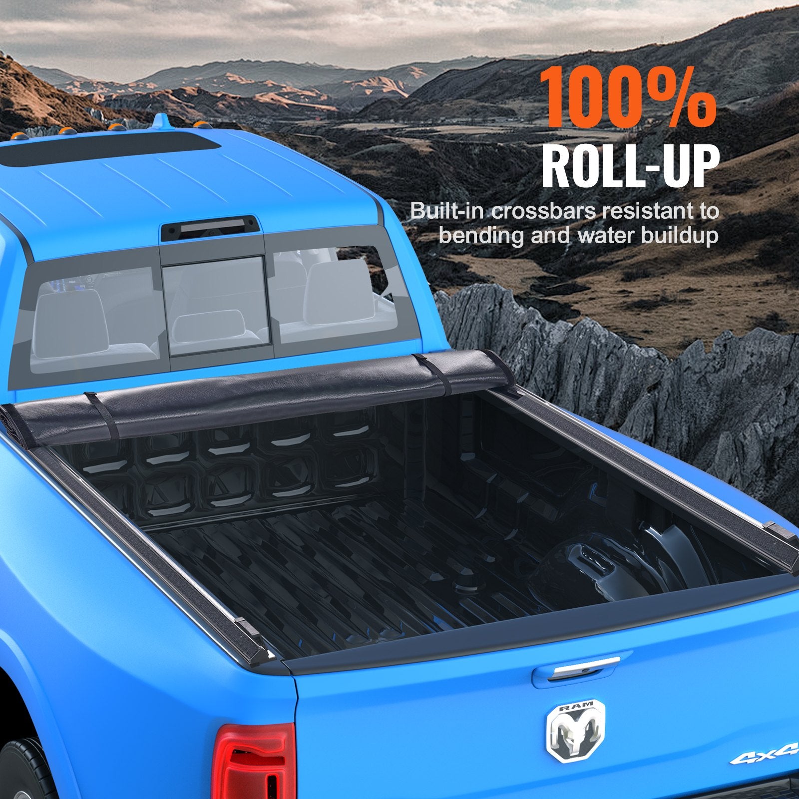 VEVOR kaubakasti kate, kokkupandav kaubakasti kate, sobib 2002-2018 Dodge Ram 1500, 2003-2024 2500 3500, 2019-2024 Classic, 195 x 168 cm kaubakasti jaoks, pehme PVC materjalist.