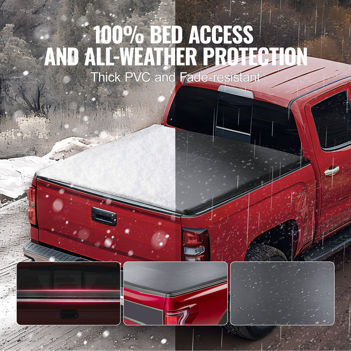 VEVOR pehme PVC pagasiruumi kate 1,62 × 1,60 m, Chevy Silverado/GMC Sierra 1500 (2019-2024, v.a. Classic) jaoks.