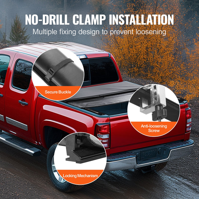 VEVOR мягкая крышка багажника из ПВХ 1,62 × 1,60 м, для Chevy Silverado/GMC Sierra 1500 (2019-2024, кроме Classic)