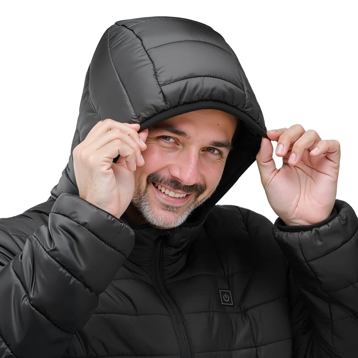 L_VEVOR vīriešu apsildāmā softshell jaka ar 7,4 V akumulatoru, viegls vēja necaurlaidīgs mētelis ar 6 apsildes zonām un 3 siltuma iestatījumiem pārgājieniem un āra darbiem, melna