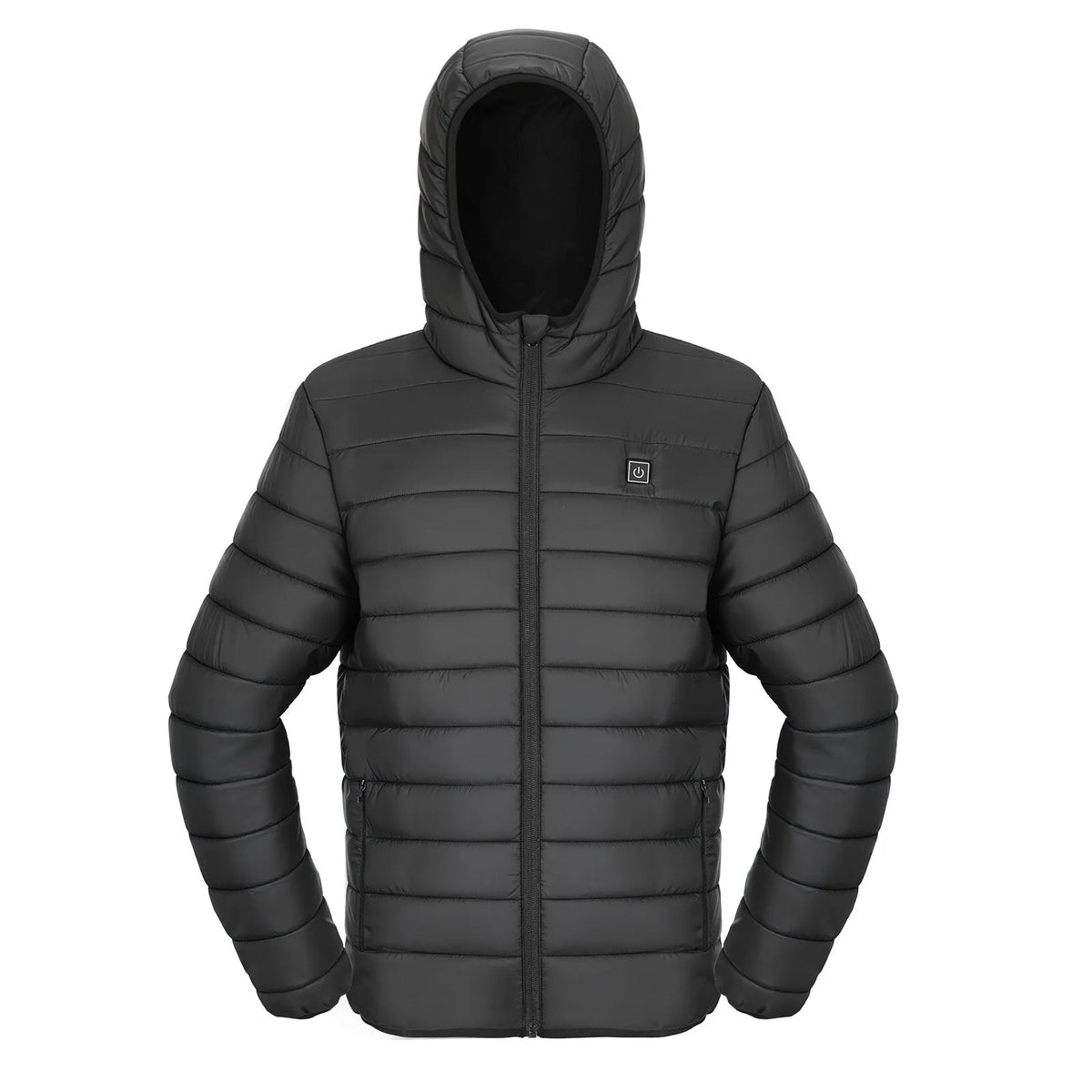 XL_VEVOR vīriešu apsildāmā jaka ar 7.4 V akumulatoru, viegls vēja necaurlaidīgs softshell mētelis ar 6 apsildes zonām un 3 siltuma režīmiem, melna