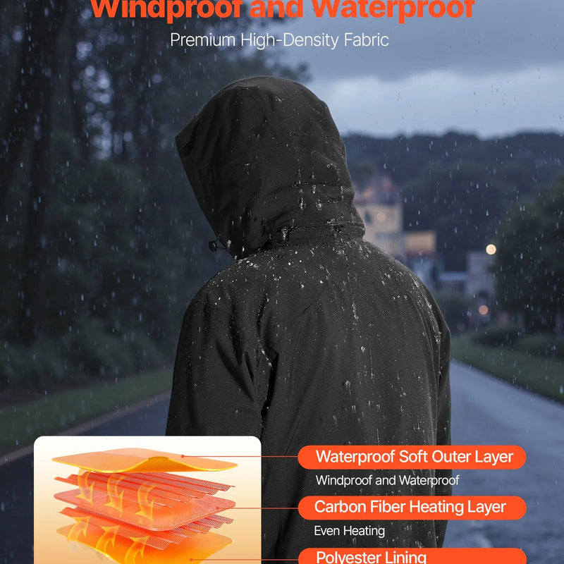 L_VEVOR apsildāmā jaka sievietēm ar 7,4 V akumulatoru, softshell elektriski apsildāma virsjaka, vējaizturīga un ūdensizturīga viegla virsjaka ar 5 apsildes zonām un 3 siltuma iestatījumiem, mazgājama veļasmašīnā