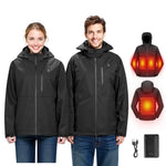 XXXL_VEVOR vīriešu apsildāmā softshell jaka ar 7,4 V akumulatoru, viegls vēja un ūdens necaurlaidīgs mētelis ar 5 apsildes zonām un 3 siltuma iestatījumiem, piemērots mazgāšanai veļasmašīnā