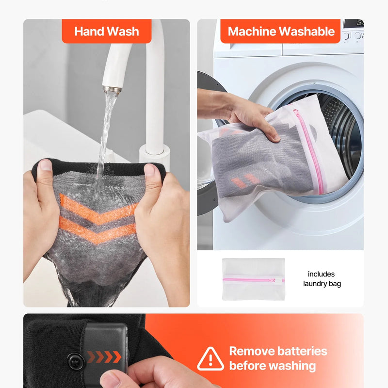 L_VEVOR apsildāmās zeķes ar 5000 mAh akumulatoru, uzlādējamas, ar 4 apsildes līmeņiem un lietotnes vadību; piemērotas sievietēm un vīriešiem medībām, izjādēm, kempingam un pārgājieniem