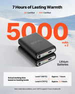 S_VEVOR apsildāmās zeķes ar 5000 mAh akumulatoru, uzlādējamas, ar 4 apsildes līmeņiem un lietotnes vadību; piemērotas sievietēm un vīriešiem medībām, izjādēm, kempingam un pārgājieniem