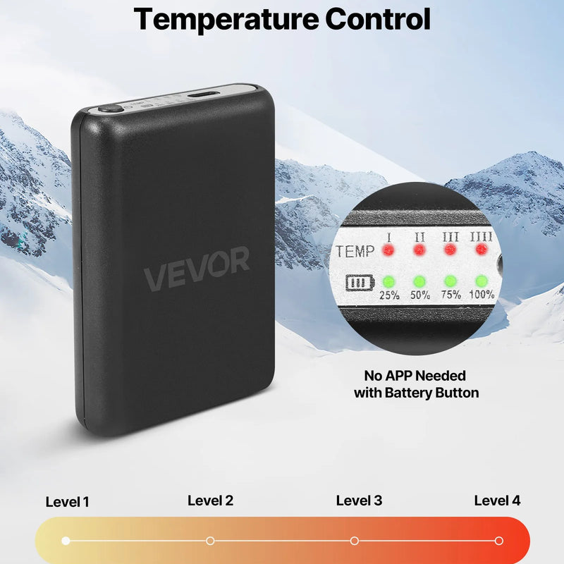 Viena izmēra_VEVOR apsildāmās zeķes ar 5000 mAh akumulatoru, uzlādējamas, ar 4 apsildes līmeņiem un lietotnes vadību; piemērotas sievietēm un vīriešiem medībām, izjādēm, kempingam un pārgājieniem