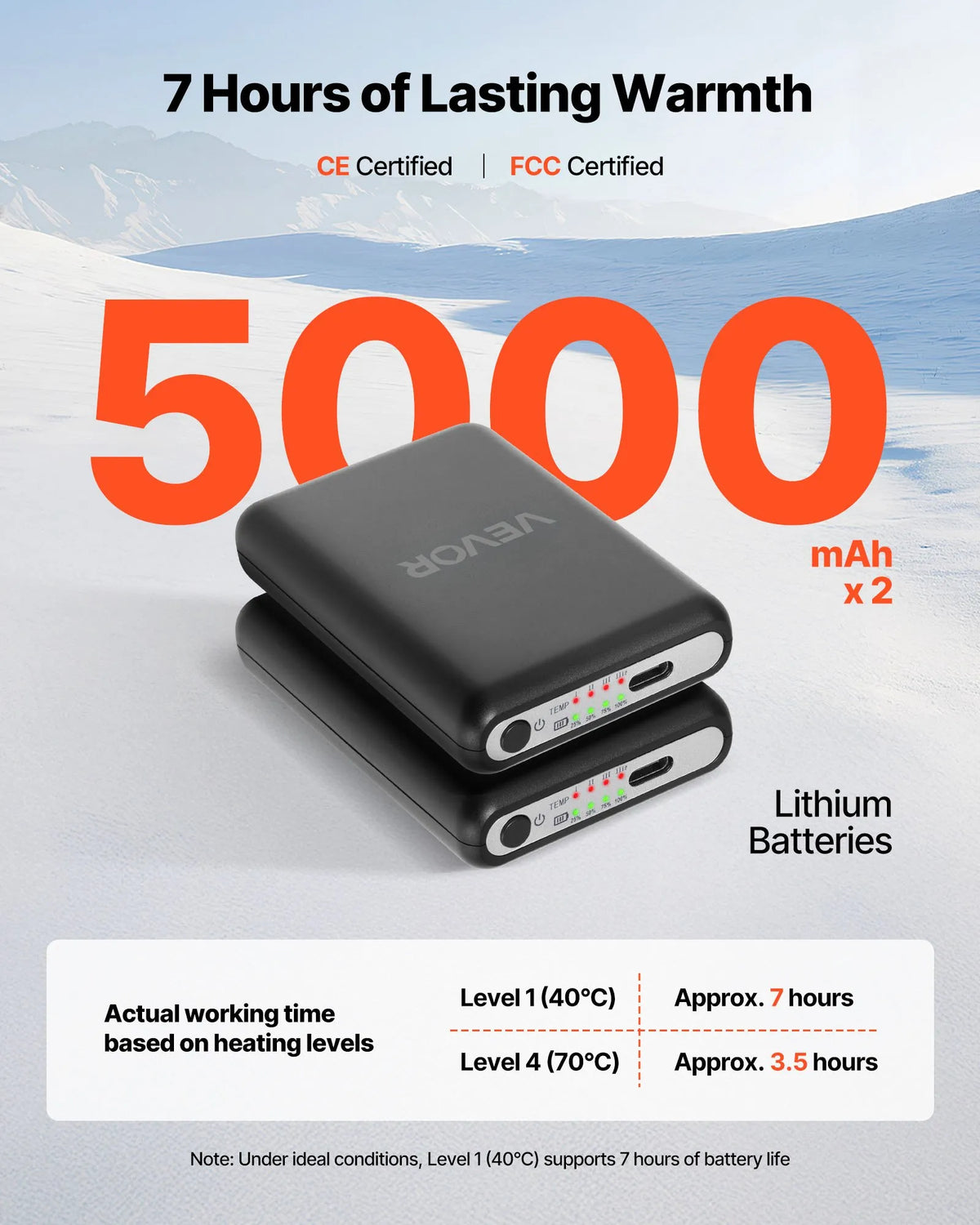 Viena izmēra_VEVOR apsildāmās zeķes ar 5000 mAh akumulatoru, uzlādējamas, ar 4 apsildes līmeņiem un lietotnes vadību; piemērotas sievietēm un vīriešiem medībām, izjādēm, kempingam un pārgājieniem
