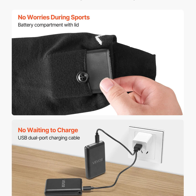 Viena izmēra_VEVOR apsildāmās zeķes ar 5000 mAh akumulatoru, uzlādējamas, ar 4 apsildes līmeņiem un lietotnes vadību; piemērotas sievietēm un vīriešiem medībām, izjādēm, kempingam un pārgājieniem