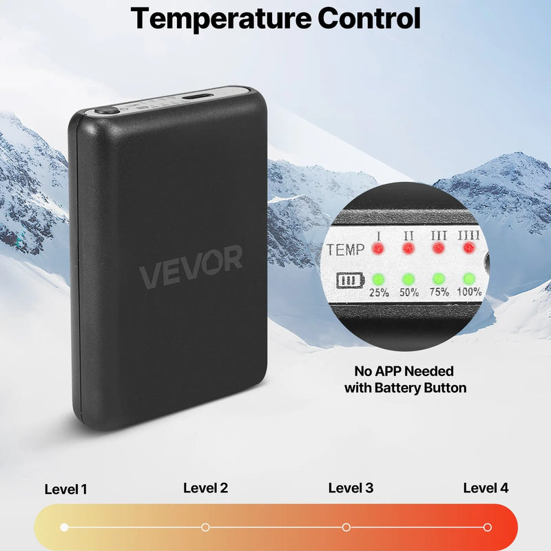 Viena izmēra_VEVOR apsildāmās zeķes ar 5000 mAh akumulatoru, uzlādējamas, ar 4 apsildes līmeņiem un lietotnes vadību; piemērotas sievietēm un vīriešiem medībām, izjādēm, kempingam un pārgājieniem