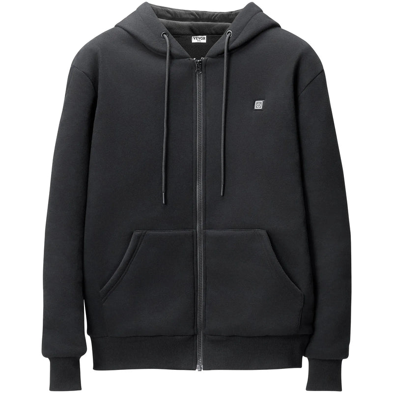 L Uzsildāms džemperis ar akumulatoru (7,4 V), rāvējslēdzēju un 5 sildīšanas zonām, piemērots vīriešiem un sievietēm, viegls un silts elektriskais sporta džemperis āra aktivitātēm, izmērs L, melns