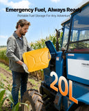 VEVOR metāla degvielas kanna, 20 l degvielas kanna ar uzgali un ergonomisku rokturi, maksimālais plūsmas ātrums 6 l/min, hermētiska un korozijizturīga metāla kanna automašīnām, motocikliem, ATV un UTV, dzeltena