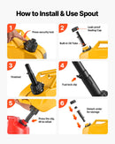 VEVOR metāla degvielas kanna, 20 l degvielas kanna ar uzgali un ergonomisku rokturi, maksimālais plūsmas ātrums 6 l/min, hermētiska un korozijizturīga metāla kanna automašīnām, motocikliem, ATV un UTV, dzeltena