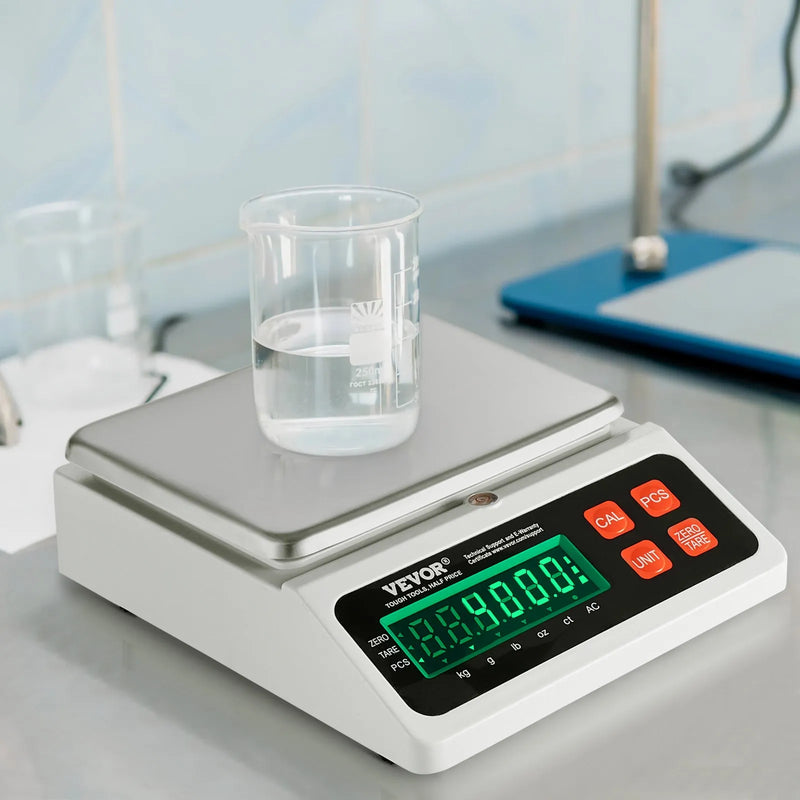 Rūpnieciskie svari, digitālie 10 kg x 0,1 g, ar LED ekrānu, vienībās g/kg/lb/oz/ct, detaļu, monētu, inventāra, virtuves un juvelierizstrādājumu svēršanai