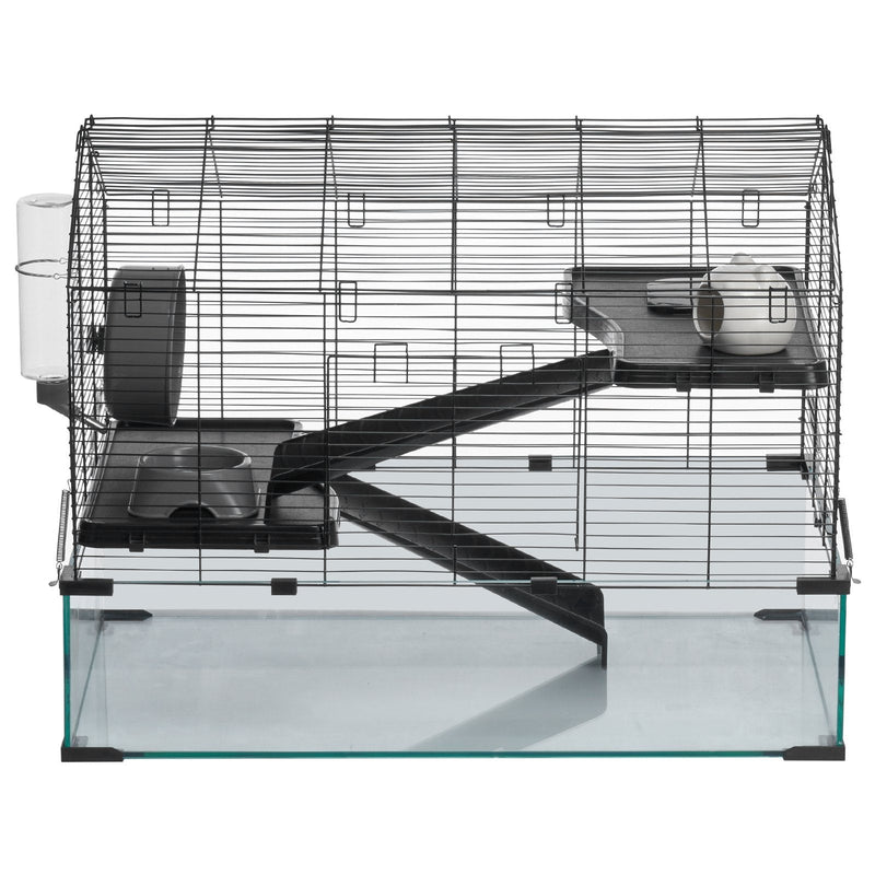 VEVOR caurspīdīgs grauzēju būris ar 360° redzamību, ventilējama mājiņa ar ūdens pudelīti, piemērota kāmjiem, žurkām un jūrascūciņām, izmēri 75 × 44 × 61 cm