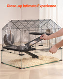 VEVOR caurspīdīgs grauzēju būris ar 360° redzamību, ventilējama mājiņa ar ūdens pudelīti, piemērota kāmjiem, žurkām un jūrascūciņām, izmēri 75 × 44 × 61 cm