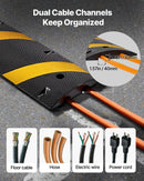 VEVOR 1830 mm gumijas ātrumvaļnis ar 2 kabeļu kanāliem, slodze līdz 9 979 kg/ass, smagās klases kabeļu aizsarguzbrauktuve ar izplešanās skrūvēm, piemērots asfaltam, betonam un grants segumam, 1 gab.