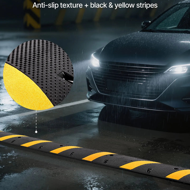 VEVOR 1830 mm gumijas ātrumvaļnis ar 2 kabeļu kanāliem, slodze līdz 9 979 kg/ass, smagās klases kabeļu aizsarguzbrauktuve ar izplešanās skrūvēm, piemērots asfaltam, betonam un grants segumam, 1 gab.