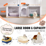 VEVOR Cat Litter Box Enclosure Wooden Litter Box Furniture Hidden 147.1 cm White