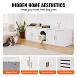 VEVOR Cat Litter Box Enclosure Wooden Litter Box Furniture Hidden 147.1 cm White