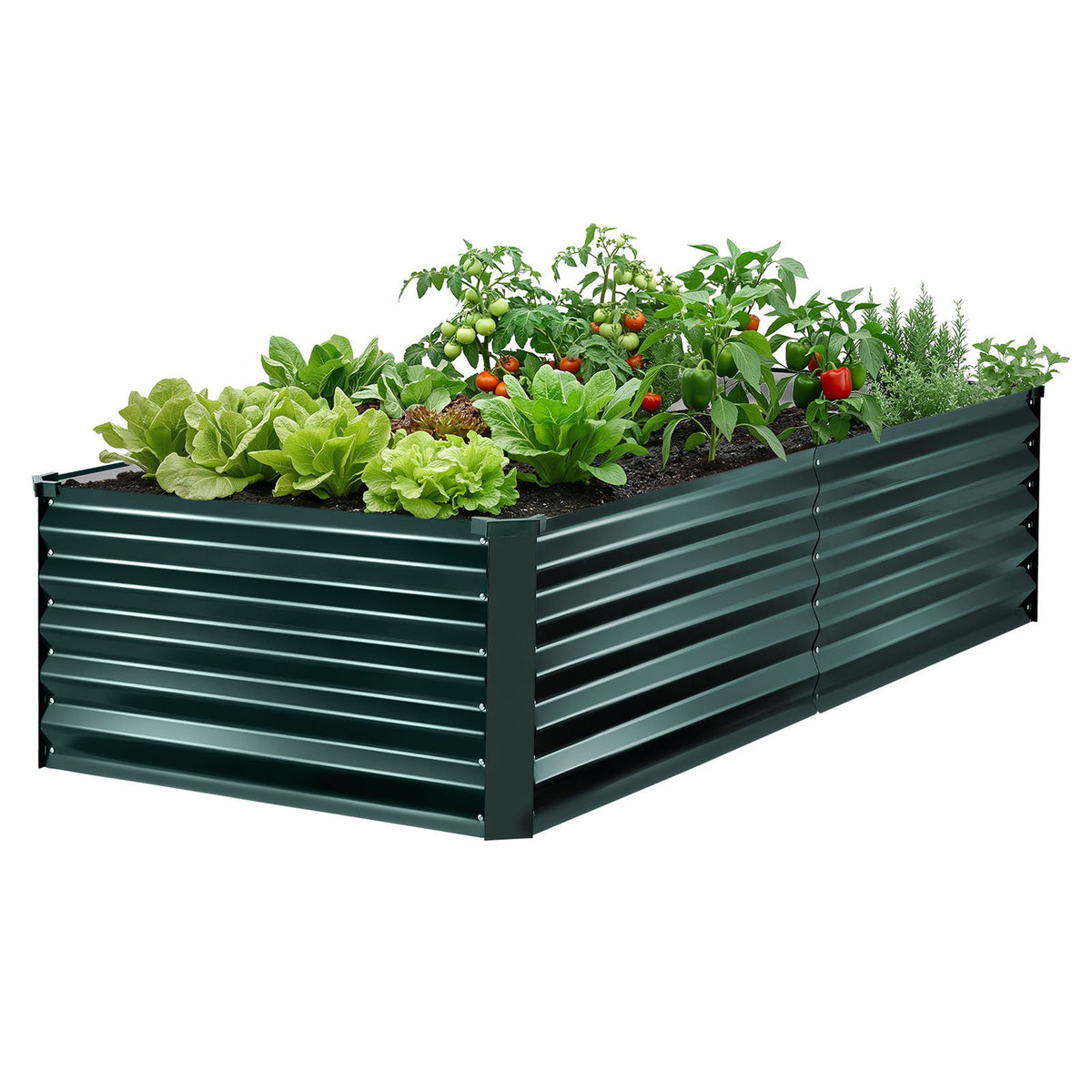 VEVOR Galvanized Raised Garden Bed 2030 × 1020 × 460 mm, rectangular metal planter for outdoor use, rust-resistant aluminum-zinc raised garden bed with handles, for growing flowers and vegetables, dark green