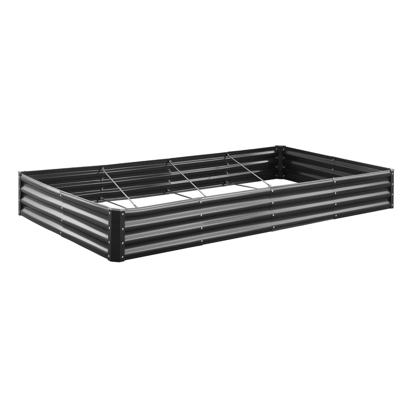 VEVOR metāla paaugstinātā dārza dobe 2,4 × 1,2 × 0,3 m, āra Galvalume stādīšanas kaste ar atvērtu apakšu, liela dobe dārzeņu, ziedu, garšaugu un sukulentu audzēšanai, tumši pelēka