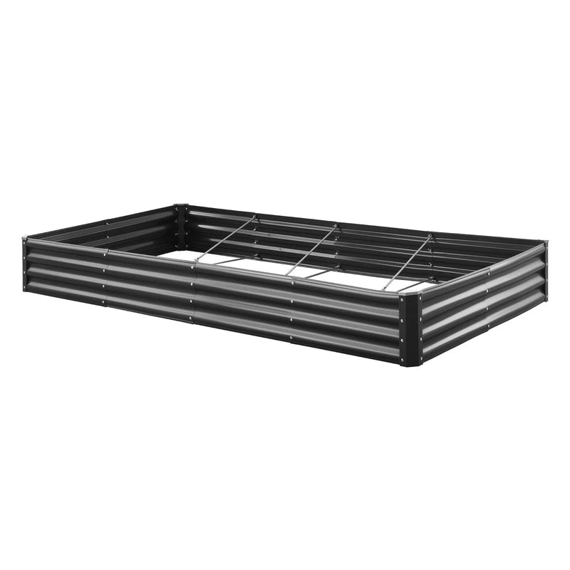 VEVOR metāla paaugstinātā dārza dobe 2,4 × 1,2 × 0,3 m, āra Galvalume stādīšanas kaste ar atvērtu apakšu, liela dobe dārzeņu, ziedu, garšaugu un sukulentu audzēšanai, tumši pelēka