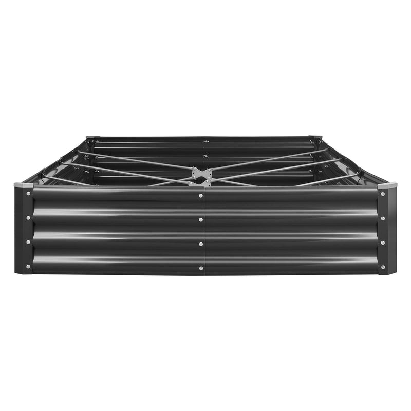 VEVOR metāla paaugstinātā dārza dobe 2,4 × 1,2 × 0,3 m, āra Galvalume stādīšanas kaste ar atvērtu apakšu, liela dobe dārzeņu, ziedu, garšaugu un sukulentu audzēšanai, tumši pelēka