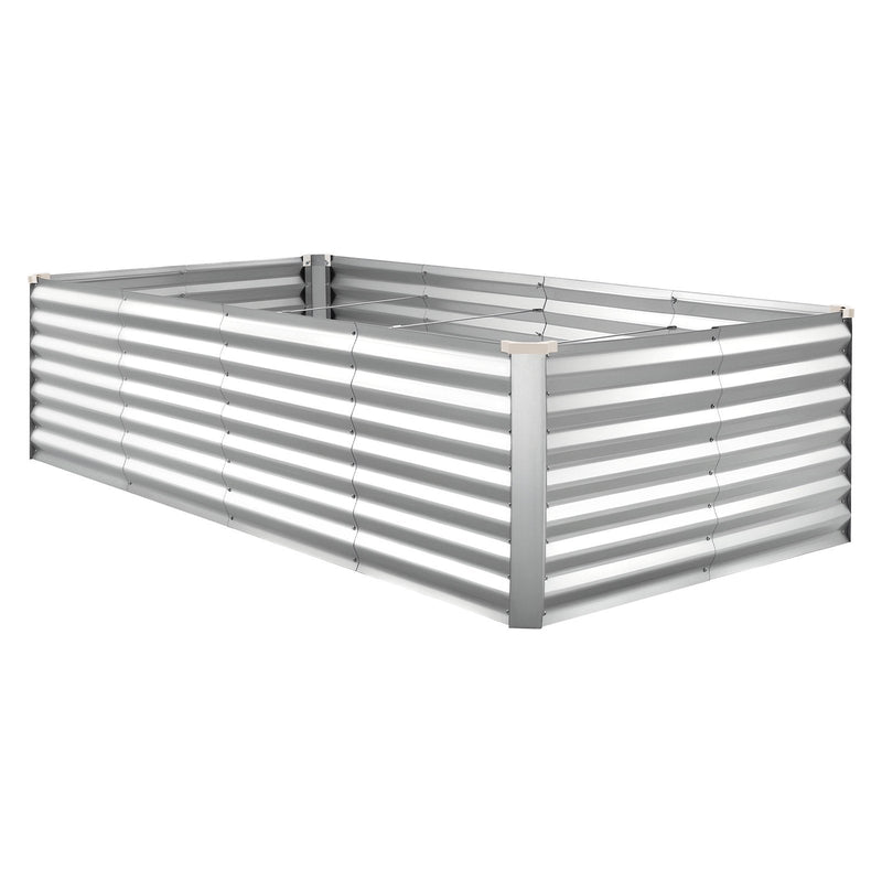 VEVOR cinkota paaugstinātā dārza dobe 2400 × 1200 × 620 mm, taisnstūra metāla stādīšanas kaste bez pamatnes ar cimdiem, Alu-cinka pārklājums, piemērota ziedu un dārzeņu audzēšanai, sudraba krāsā