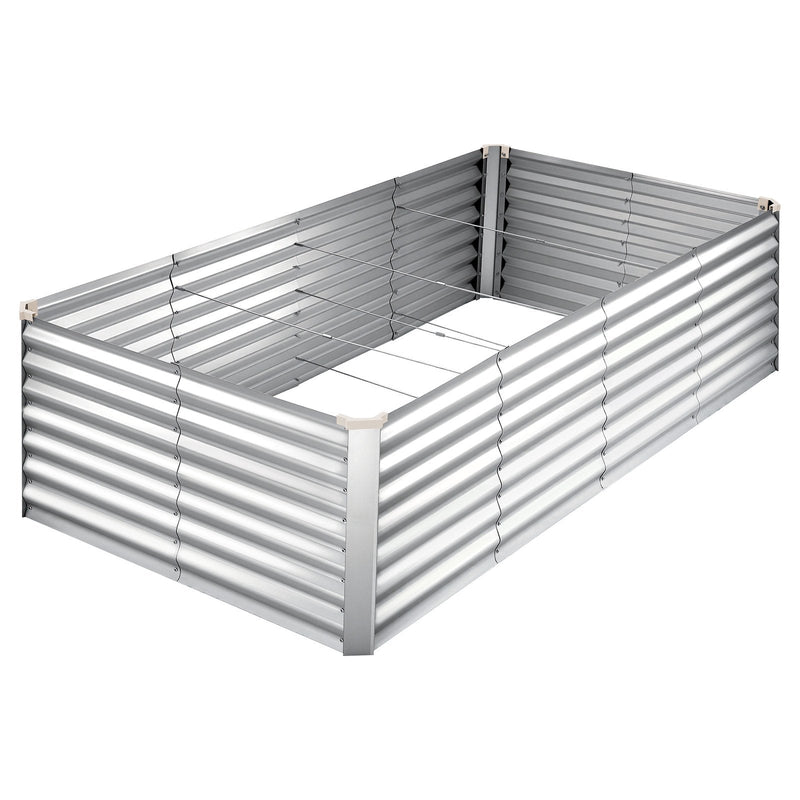 VEVOR cinkota paaugstinātā dārza dobe 2400 × 1200 × 620 mm, taisnstūra metāla stādīšanas kaste bez pamatnes ar cimdiem, Alu-cinka pārklājums, piemērota ziedu un dārzeņu audzēšanai, sudraba krāsā