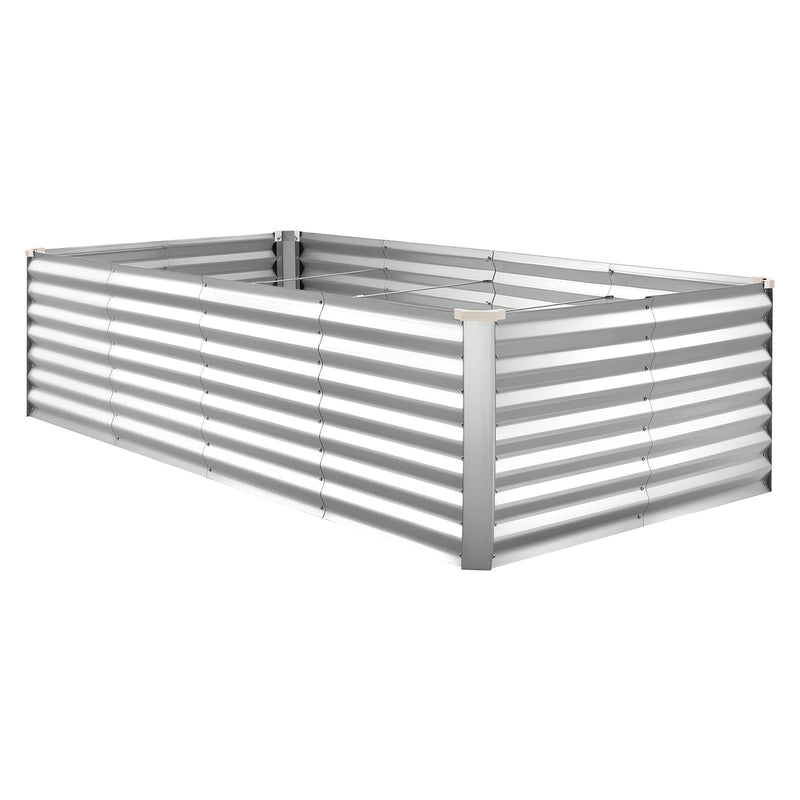 VEVOR cinkota paaugstinātā dārza dobe 2400 × 1200 × 620 mm, taisnstūra metāla stādīšanas kaste bez pamatnes ar cimdiem, Alu-cinka pārklājums, piemērota ziedu un dārzeņu audzēšanai, sudraba krāsā