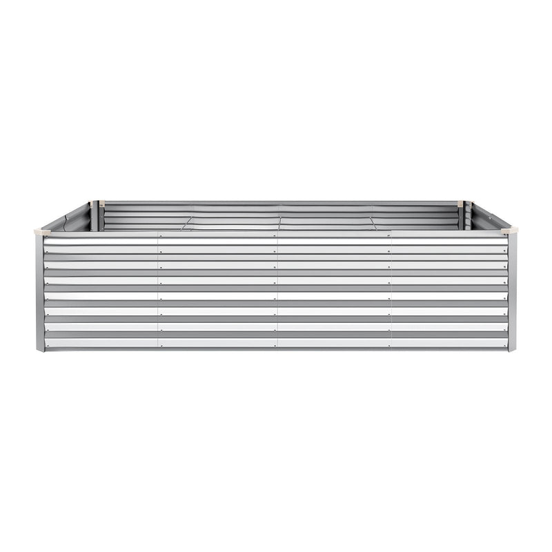 VEVOR cinkota paaugstinātā dārza dobe 2400 × 1200 × 620 mm, taisnstūra metāla stādīšanas kaste bez pamatnes ar cimdiem, Alu-cinka pārklājums, piemērota ziedu un dārzeņu audzēšanai, sudraba krāsā