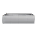 VEVOR cinkota paaugstinātā dārza dobe 2400 × 1200 × 620 mm, taisnstūra metāla stādīšanas kaste bez pamatnes ar cimdiem, Alu-cinka pārklājums, piemērota ziedu un dārzeņu audzēšanai, sudraba krāsā