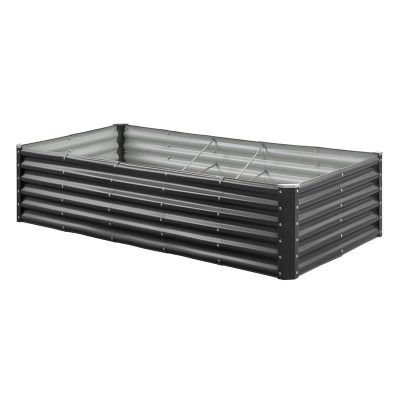 VEVOR metāla paaugstinātā dārza dobe 1,8 × 0,9 × 0,4 m, cinkota āra stādīšanas kaste ar atvērtu apakšu, liela stādīšanas dobe dārzeņu, ziedu, garšaugu un sukulentu audzēšanai, tumši pelēka
