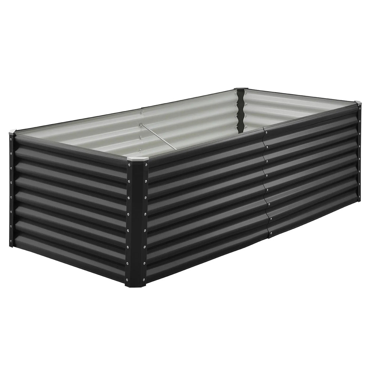 VEVOR Metāla paaugstinātā dārza dobe 1,8 × 0,9 × 0,6 m, āra cinkota stādīšanas kaste ar atvērtu pamatni, liela paaugstinātā dobe dārzeņu, ziedu, garšaugu un sukulentu audzēšanai, tumši pelēka
