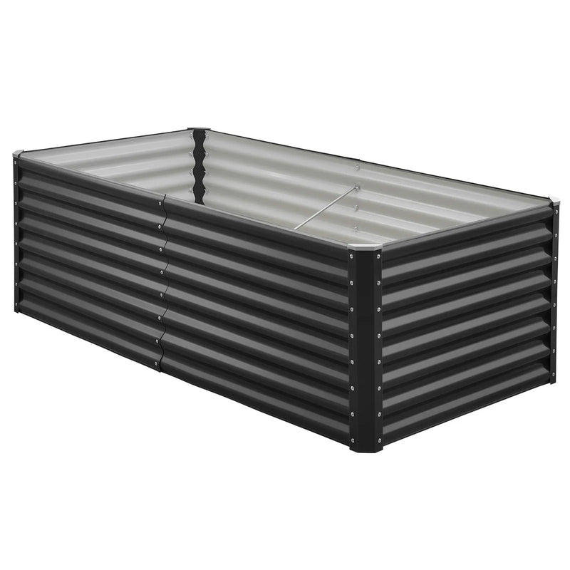 VEVOR Metāla paaugstinātā dārza dobe 1,8 × 0,9 × 0,6 m, āra cinkota stādīšanas kaste ar atvērtu pamatni, liela paaugstinātā dobe dārzeņu, ziedu, garšaugu un sukulentu audzēšanai, tumši pelēka