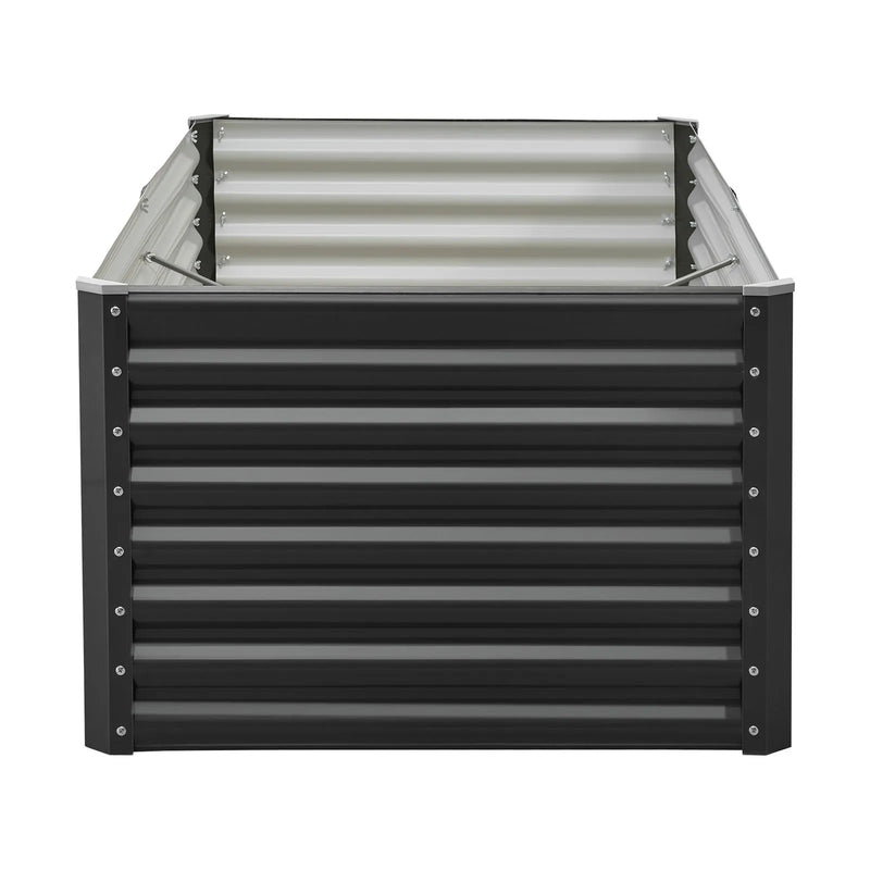 VEVOR Metāla paaugstinātā dārza dobe 1,8 × 0,9 × 0,6 m, āra cinkota stādīšanas kaste ar atvērtu pamatni, liela paaugstinātā dobe dārzeņu, ziedu, garšaugu un sukulentu audzēšanai, tumši pelēka
