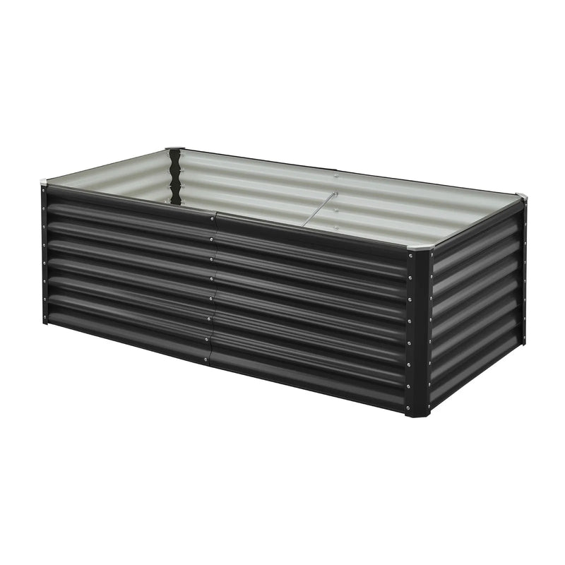 VEVOR Metāla paaugstinātā dārza dobe 1,8 × 0,9 × 0,6 m, āra cinkota stādīšanas kaste ar atvērtu pamatni, liela paaugstinātā dobe dārzeņu, ziedu, garšaugu un sukulentu audzēšanai, tumši pelēka